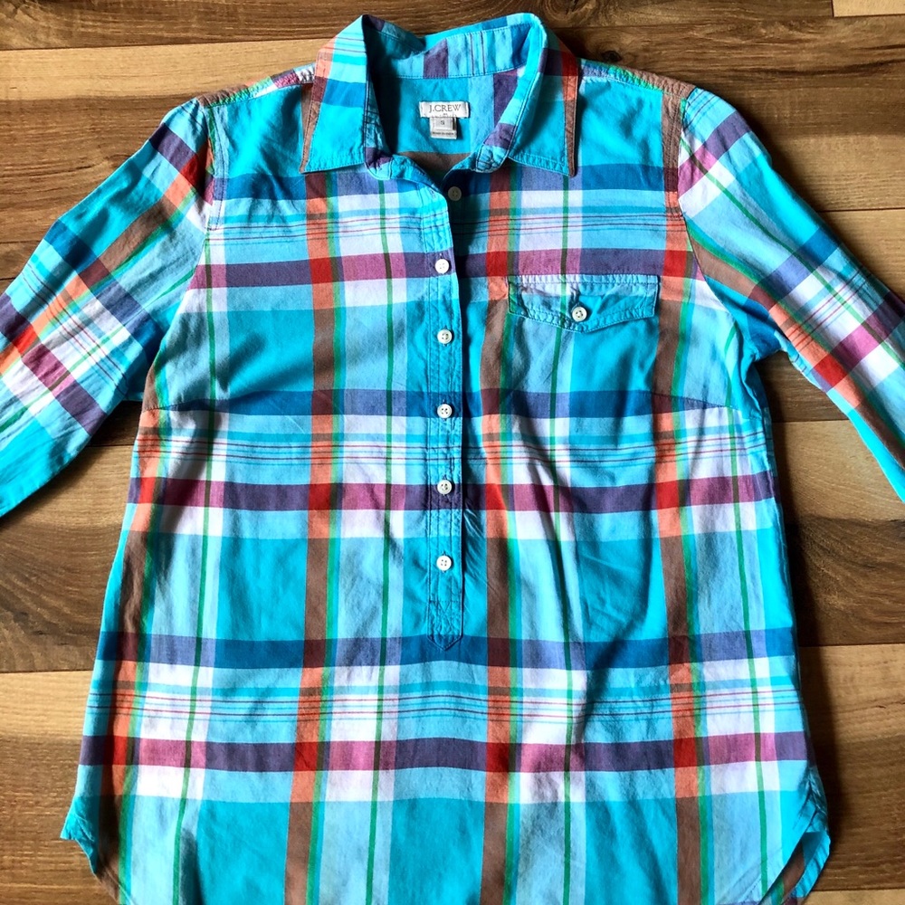 J-Crew Plaid Button Down Pullover - image 2